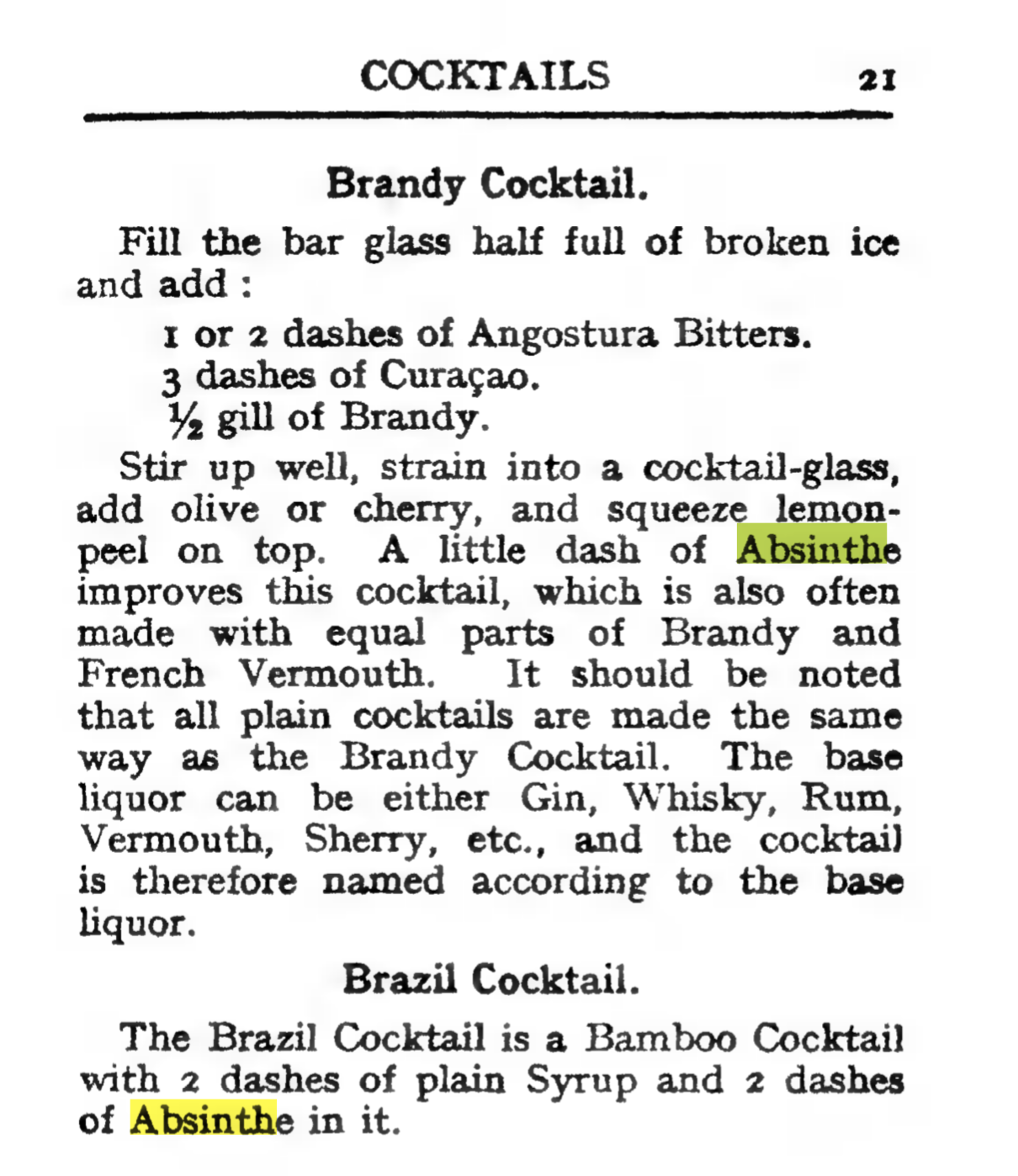 Absinthové koktejly Staré