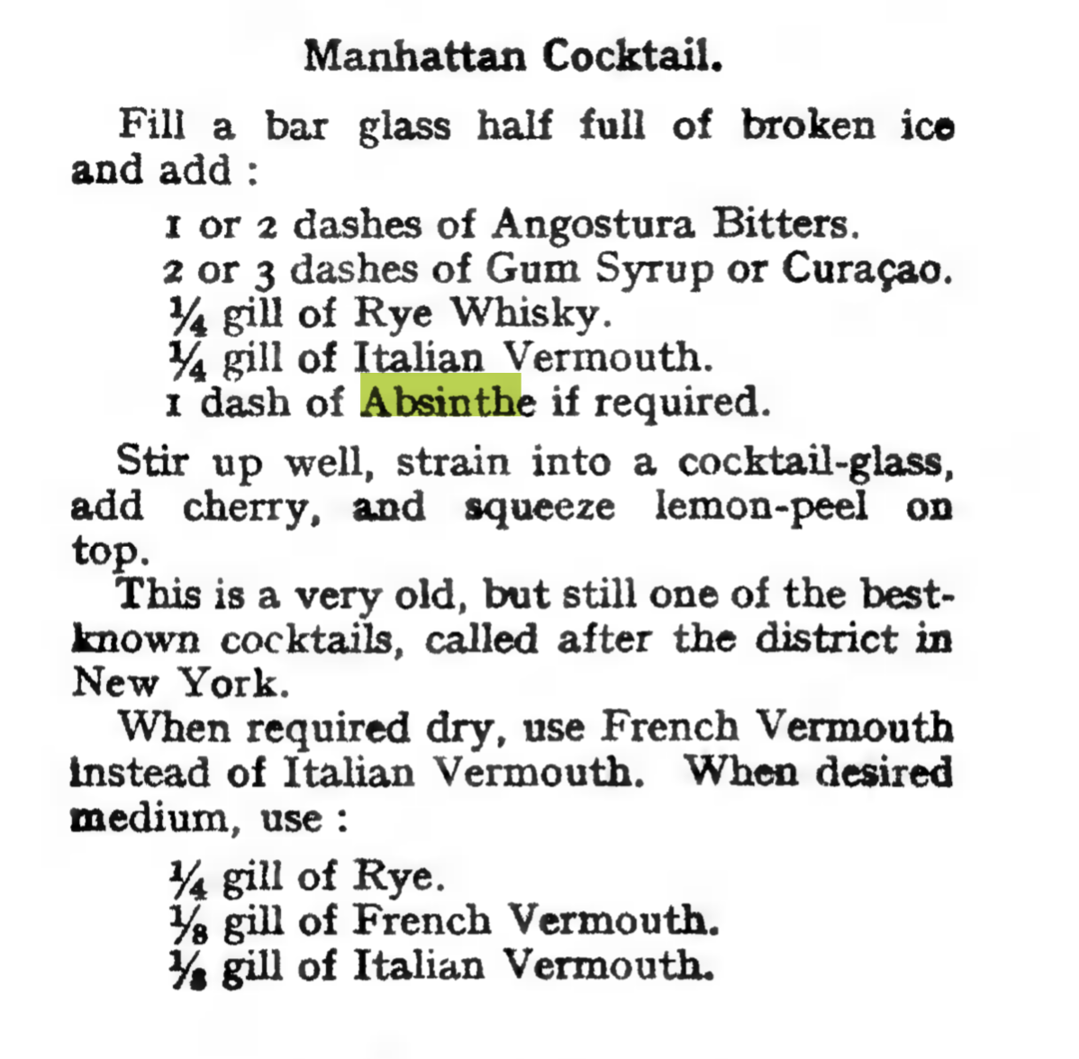 Absinthové koktejly Staré