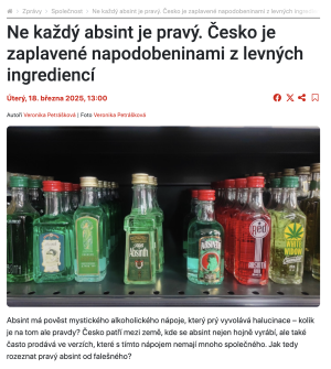 článek o levném absinthu